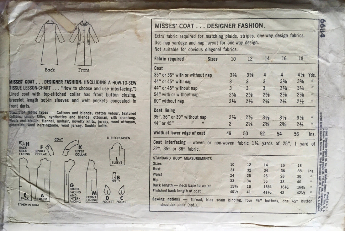 Simplicity 6684 Sewing Pattern (Vintage) UNCUT