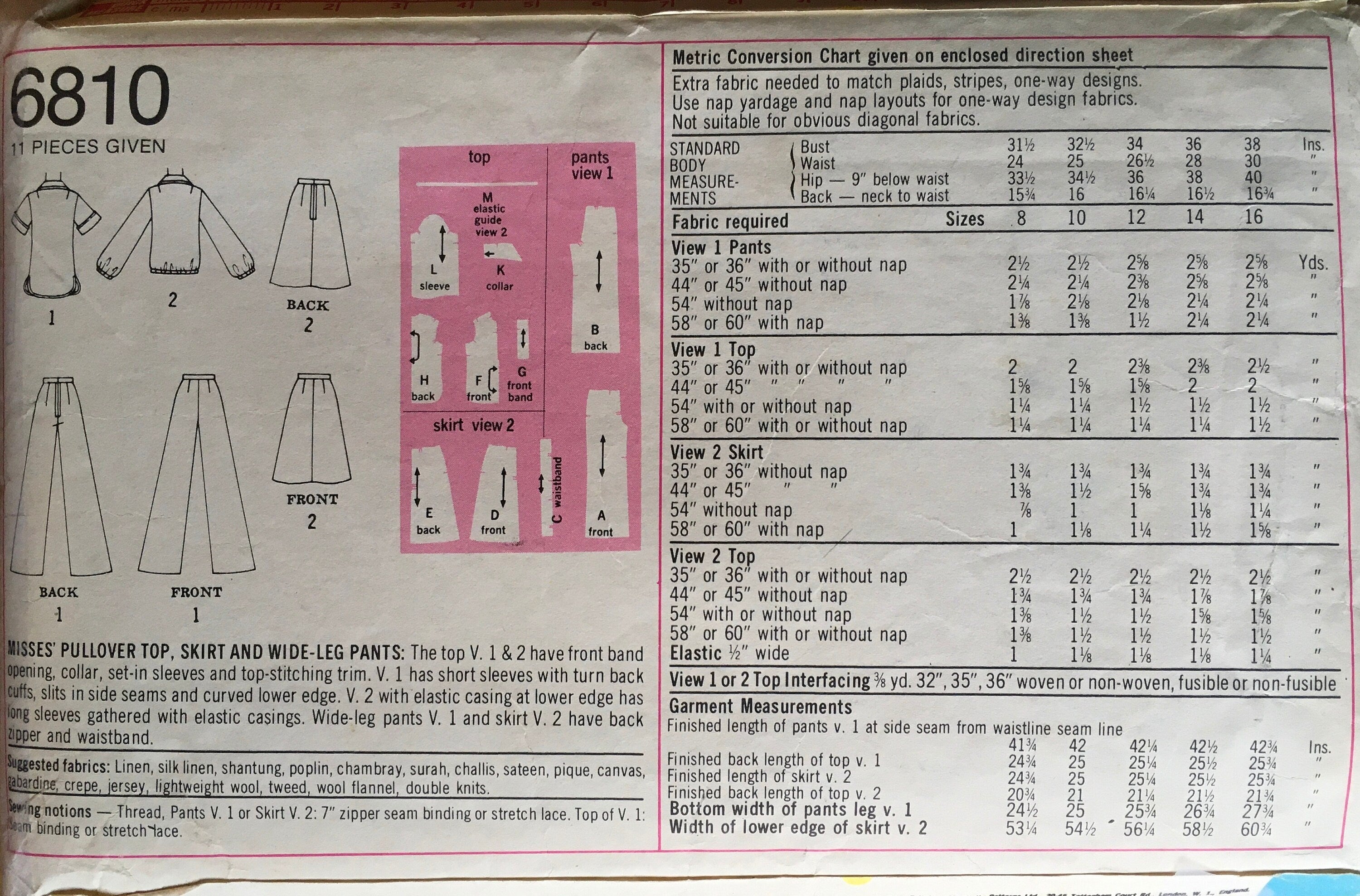 Simplicity 6810 Sewing Pattern (Vintage) UNCUT