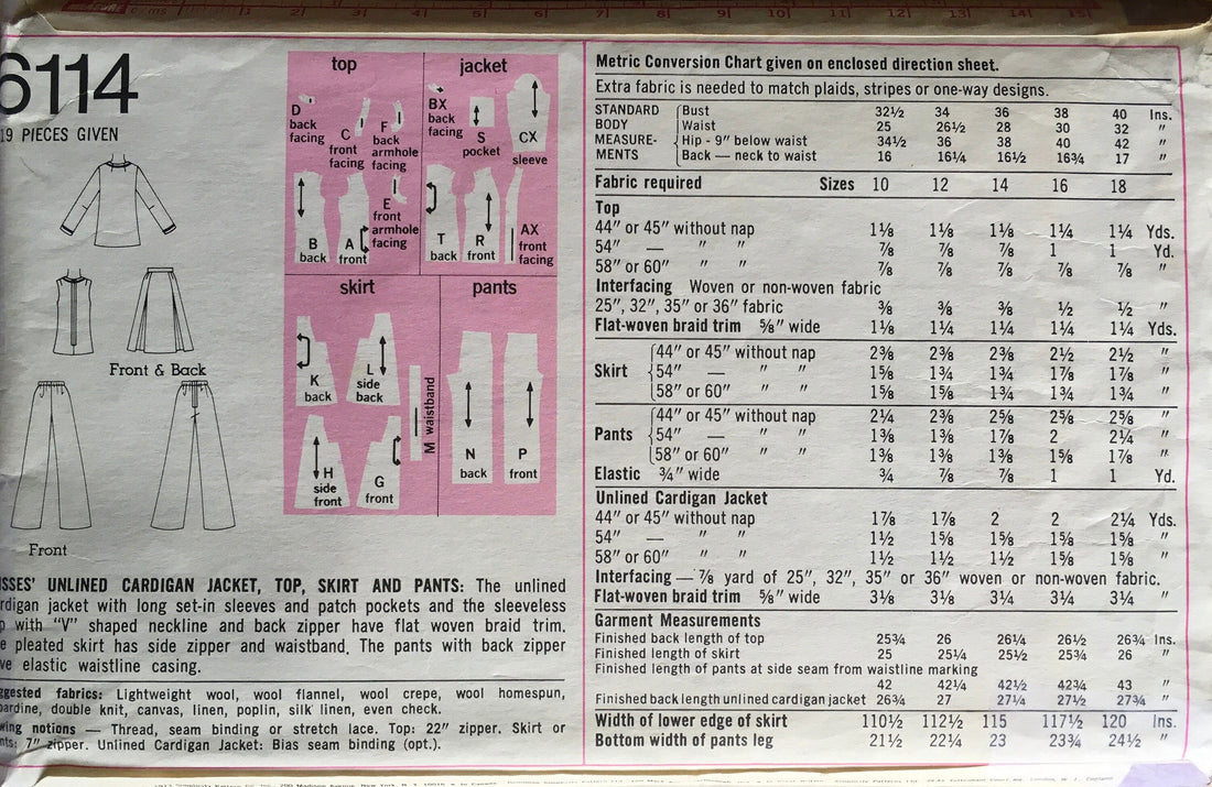 Simplicity 6114 Sewing Pattern (Vintage) CUT