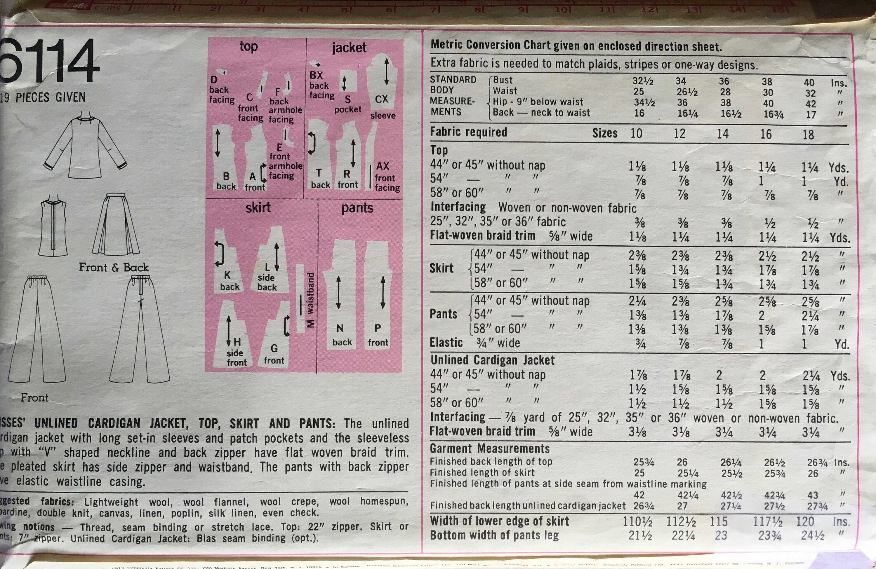 Simplicity 6114 Sewing Pattern (Vintage) CUT