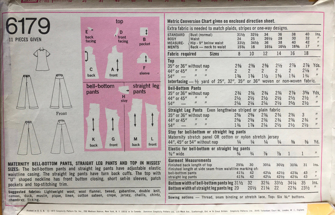 Simplicity 6179 Sewing Pattern (Vintage) UNCUT