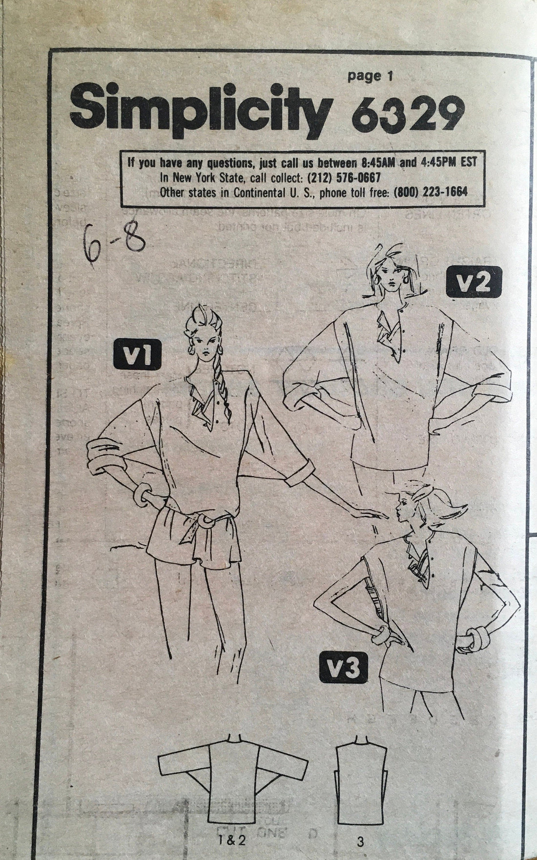 Simplicity 6329 Sewing Pattern (Vintage) UNCUT