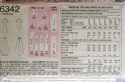 Simplicity 6342 Sewing Pattern (Vintage) CUT