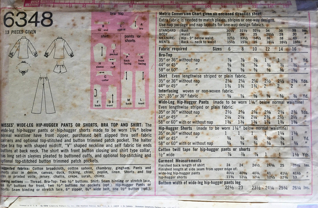 Simplicity 6348 Sewing Pattern (Vintage) CUT