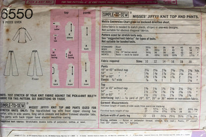 Simplicity 6550 Sewing Pattern (Vintage) CUT