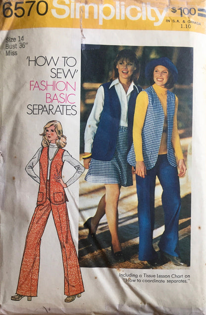 Simplicity 6570 Sewing Pattern (Vintage) CUT