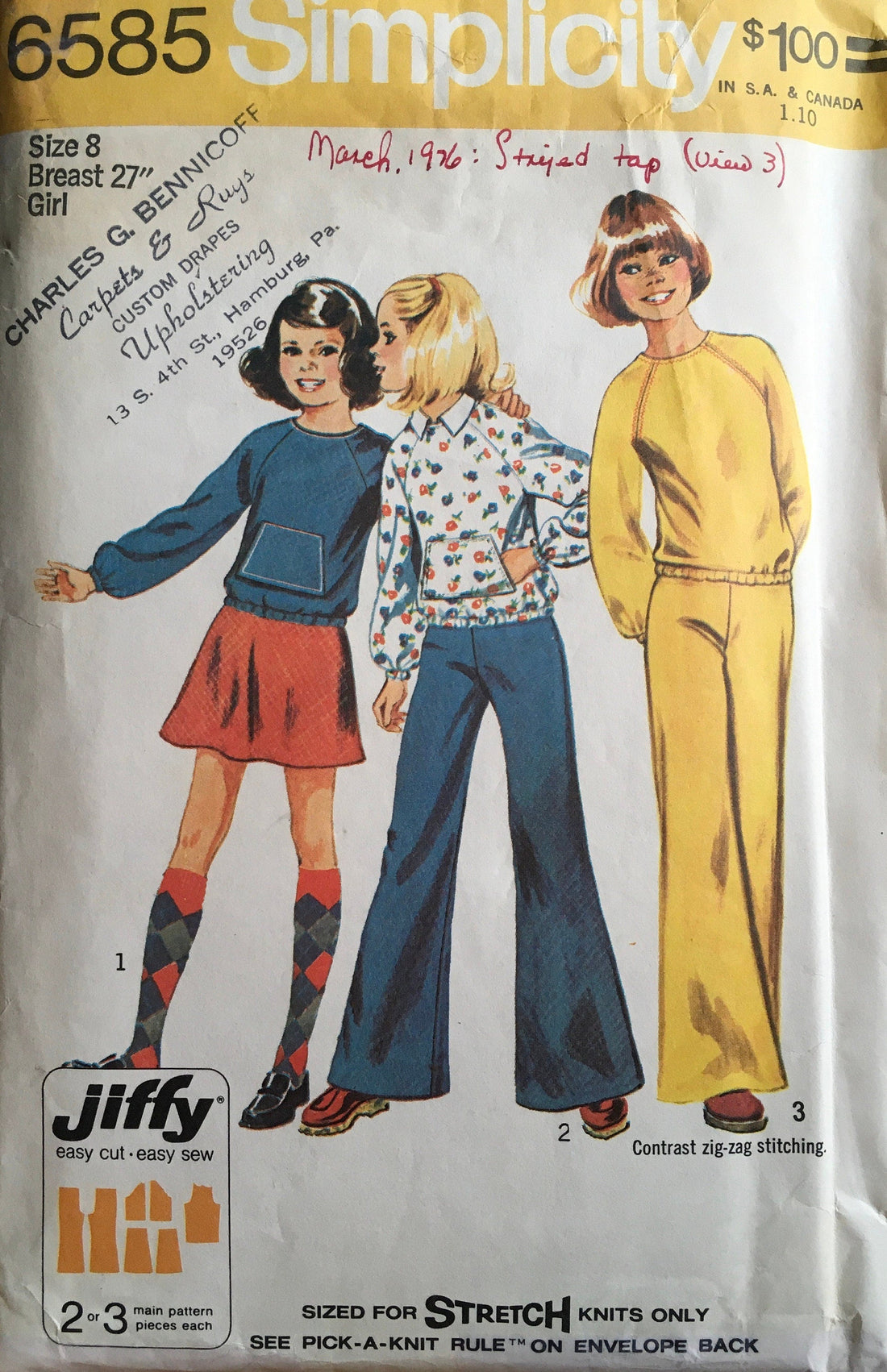 Simplicity 6585 Sewing Pattern (Vintage) CUT