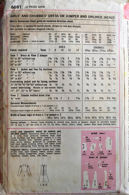 Simplicity 6691 Sewing Pattern (Vintage) CUT