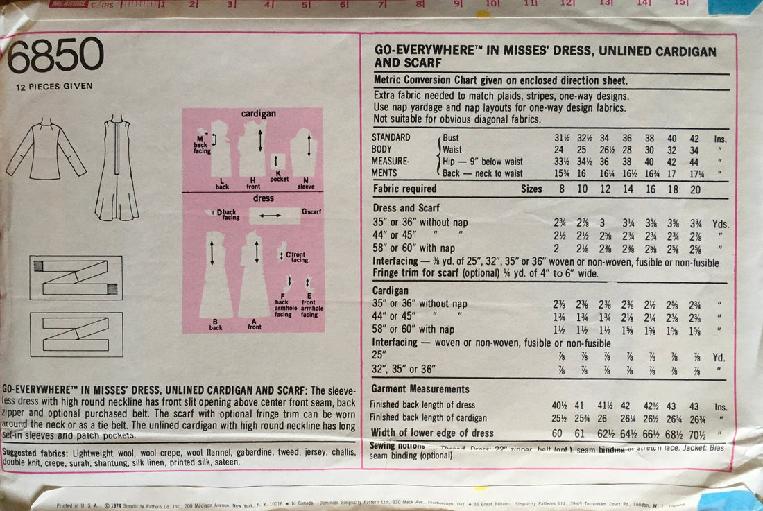 Simplicity 6850 Sewing Pattern (Vintage) UNCUT