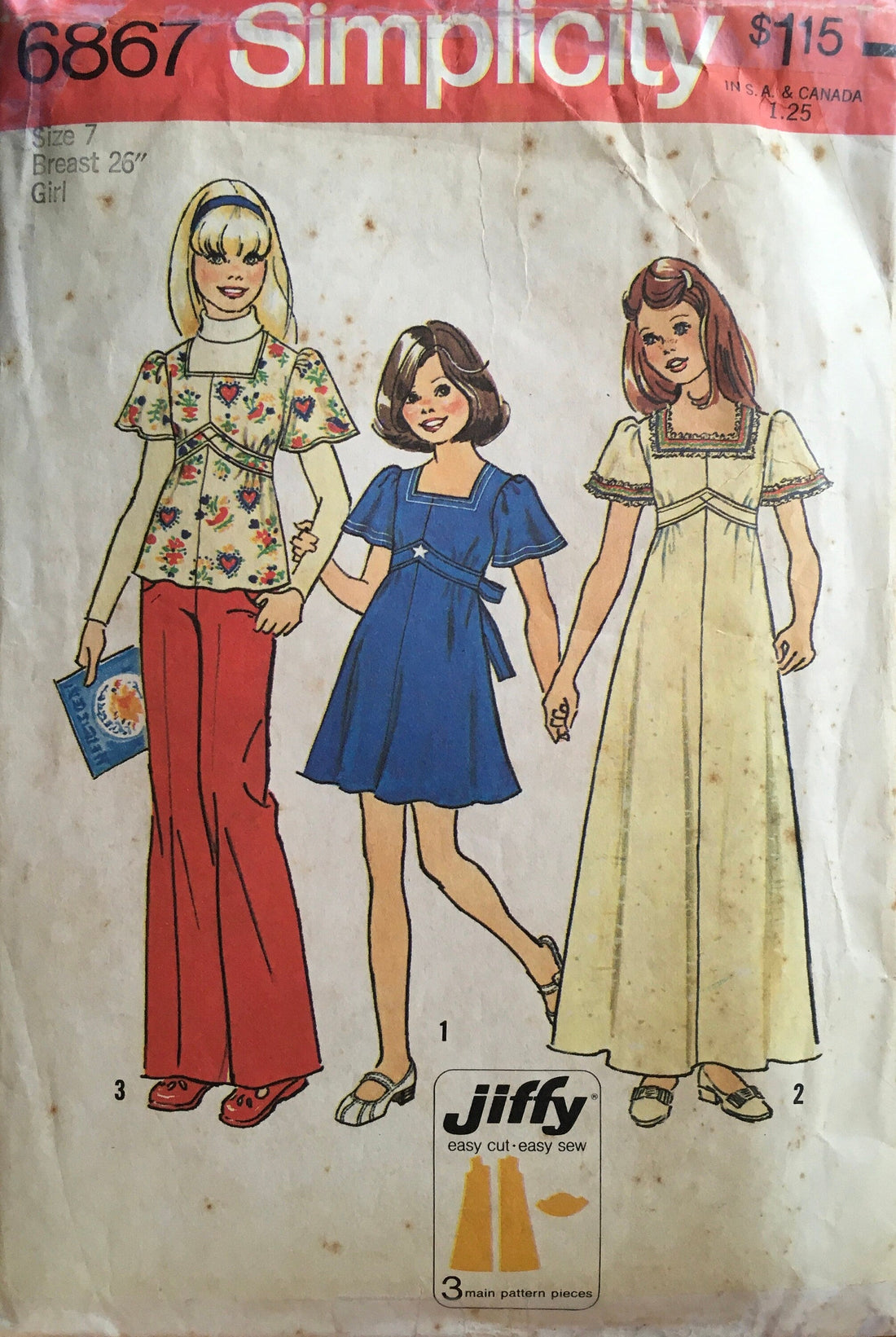 Simplicity 6867 Sewing Pattern (Vintage) CUT