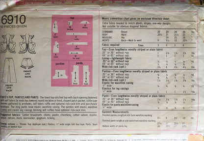 Simplicity 6910 Sewing Pattern (Vintage) CUT