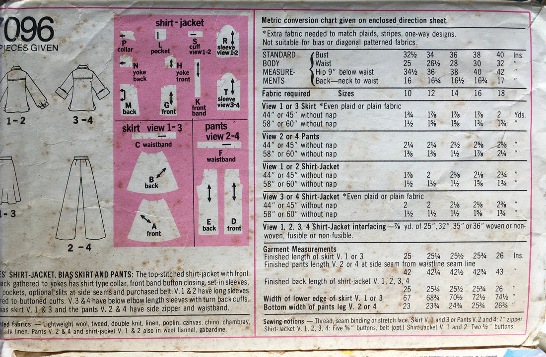 Simplicity 7096 Sewing Pattern (Vintage) CUT