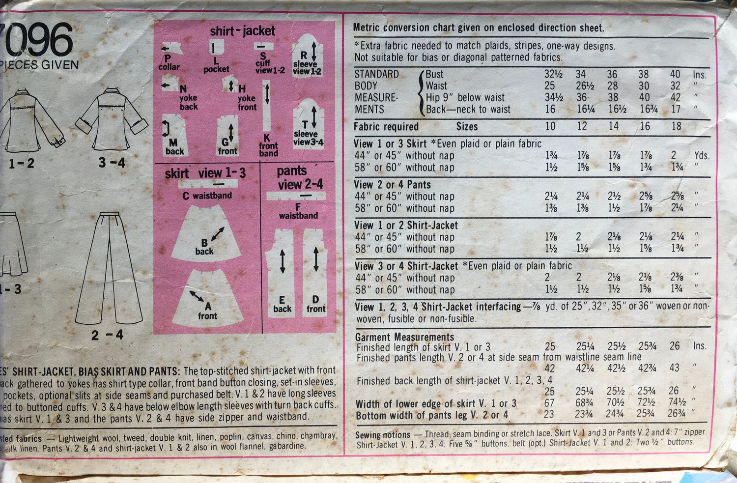 Simplicity 7096 Sewing Pattern (Vintage) CUT