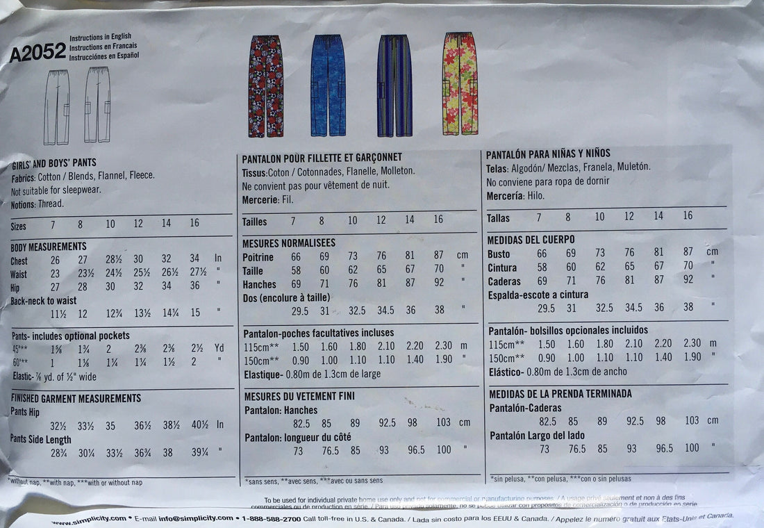 Simplicity 2052 Sewing Pattern (Vintage) CUT