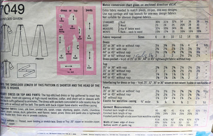 Simplicity 7049 Sewing Pattern (Vintage) CUT