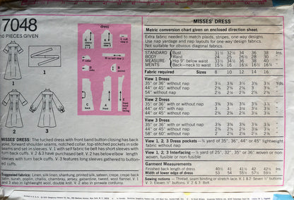 Simplicity 7048 Sewing Pattern (Vintage) CUT