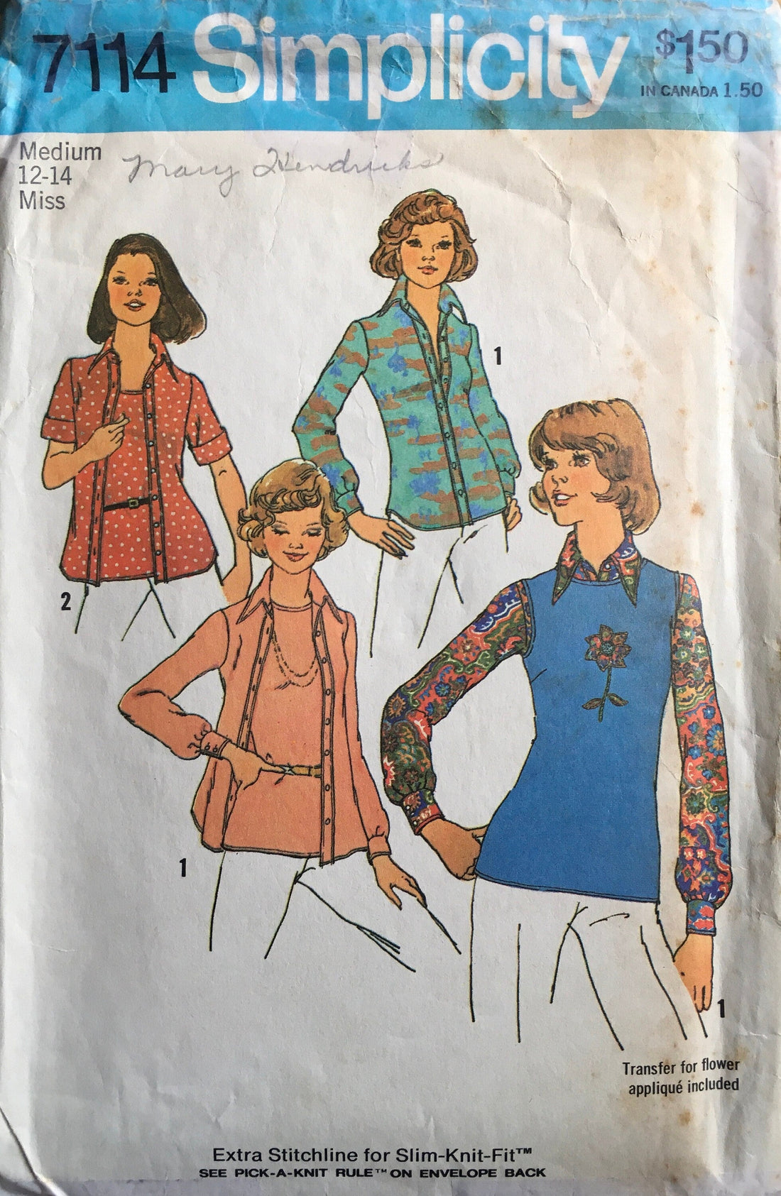 Simplicity 7114 Sewing Pattern (Vintage) CUT