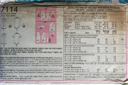 Simplicity 7114 Sewing Pattern (Vintage) CUT