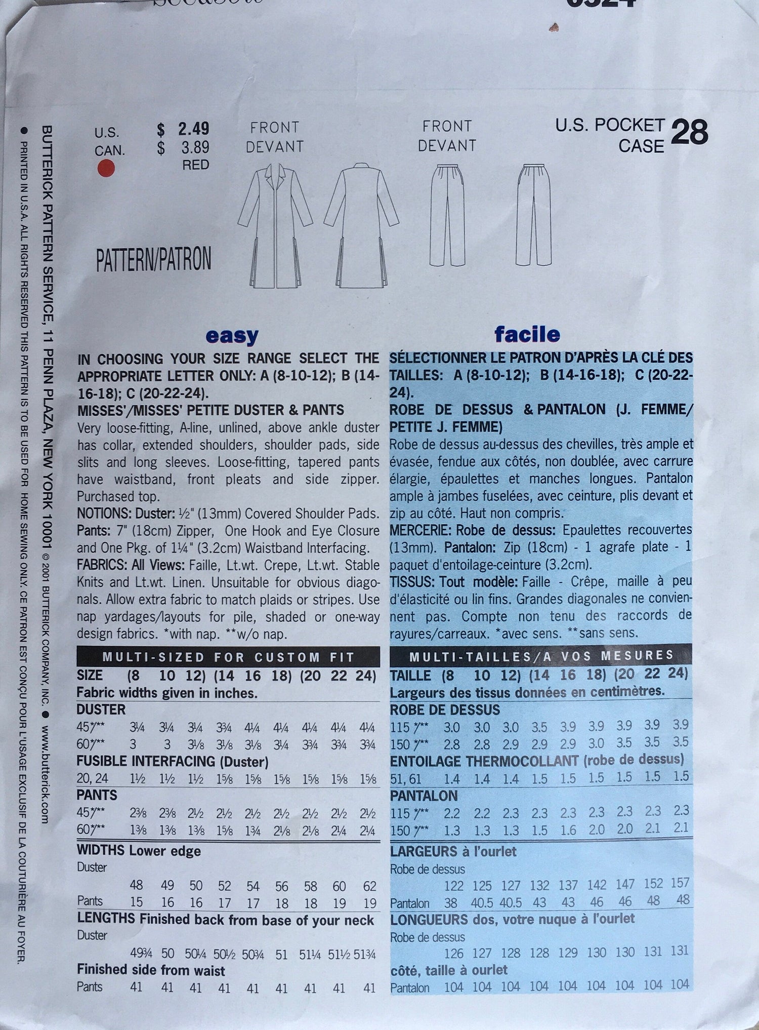 See &amp; Sew 6324 Sewing Pattern (Vintage) UNCUT