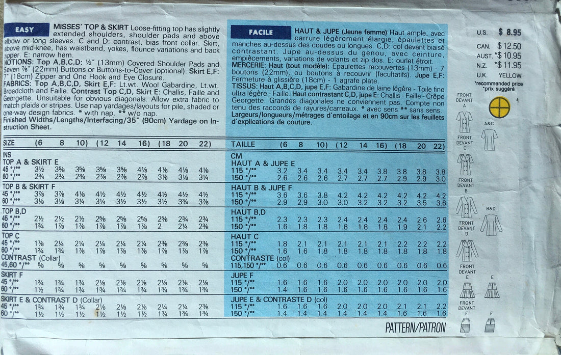 Butterick 5984 Sewing Pattern (Vintage) CUT