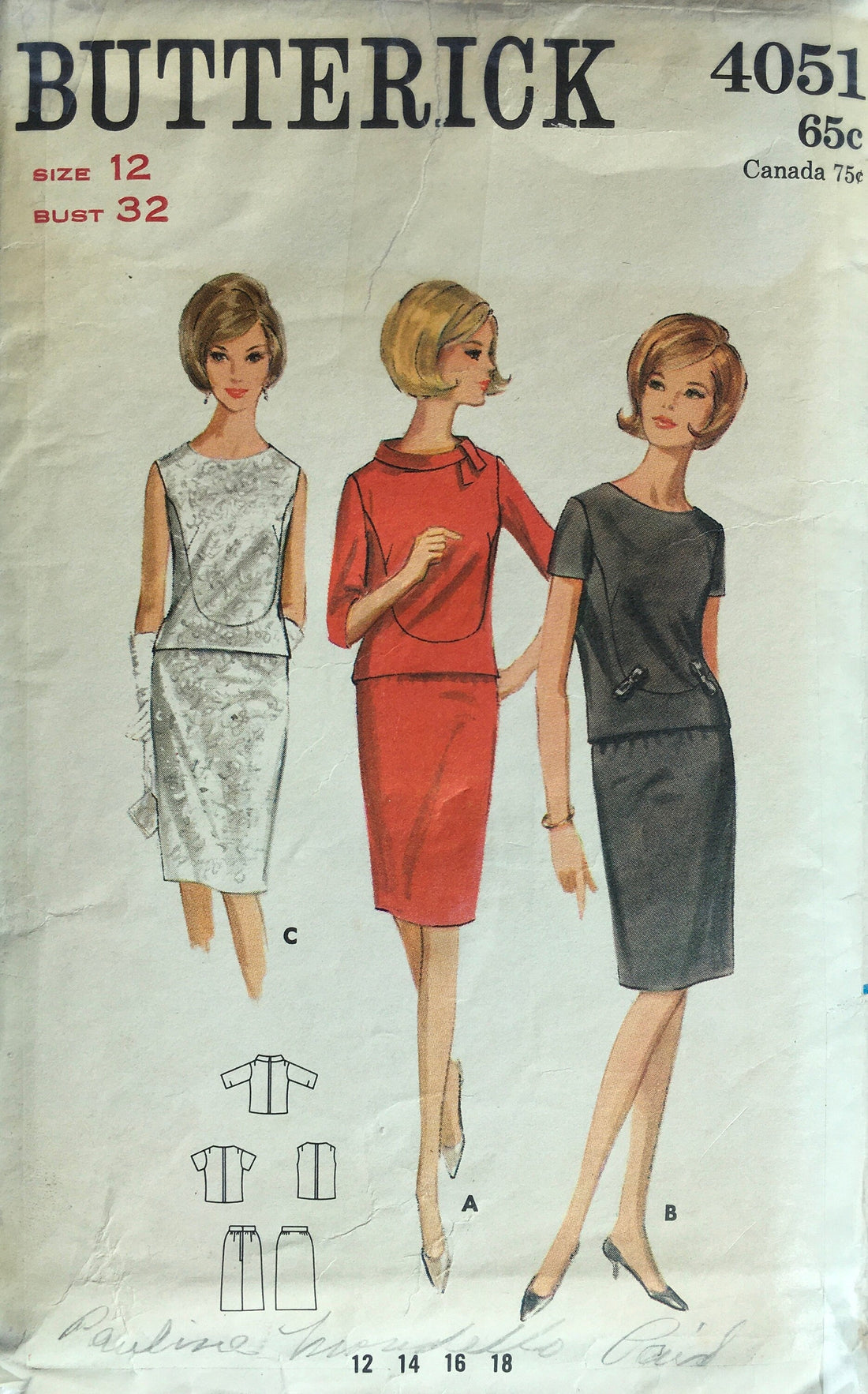 Butterick 4051 Sewing Pattern (Vintage) CUT