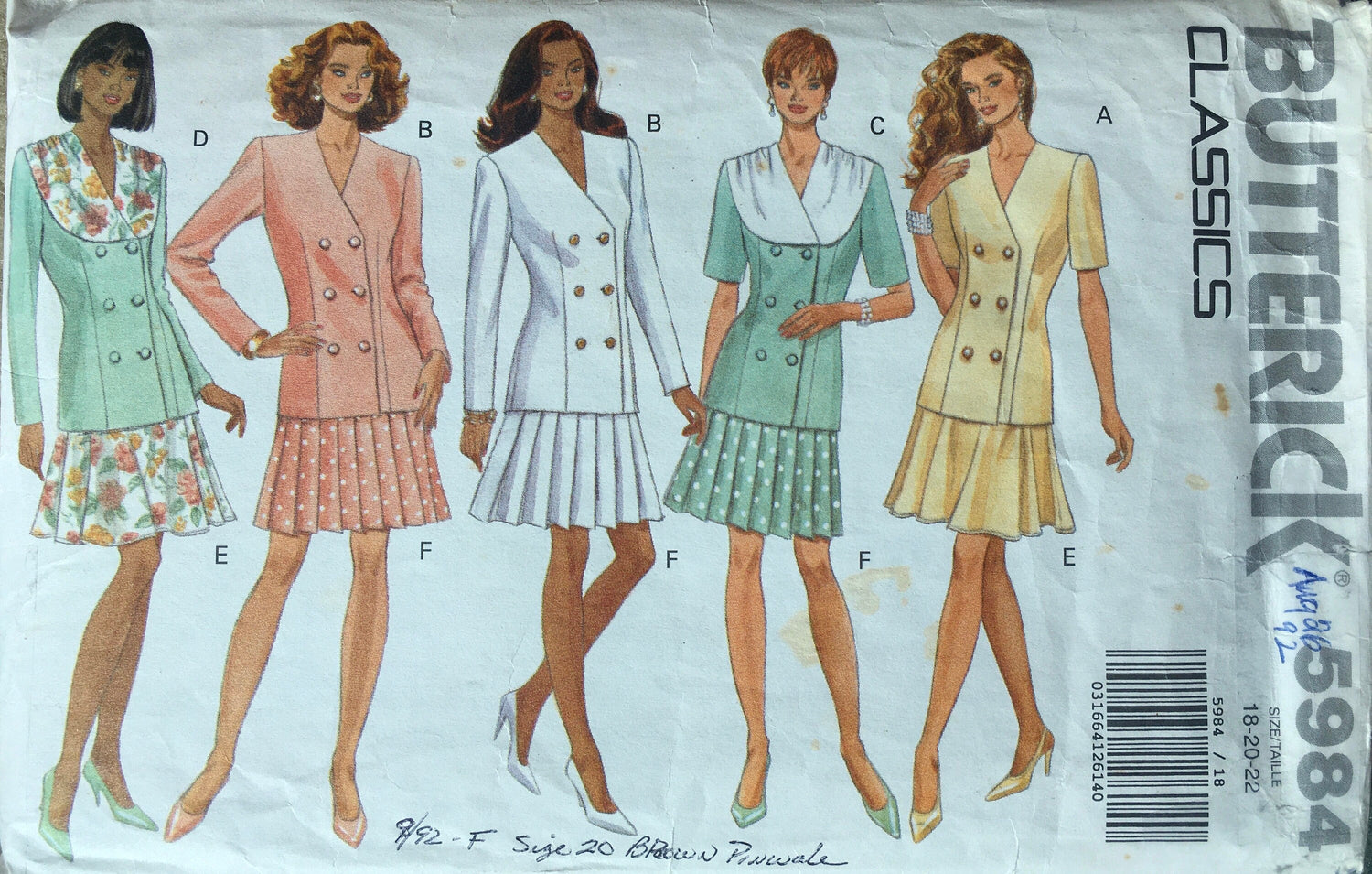Butterick 5984 Sewing Pattern (Vintage) CUT