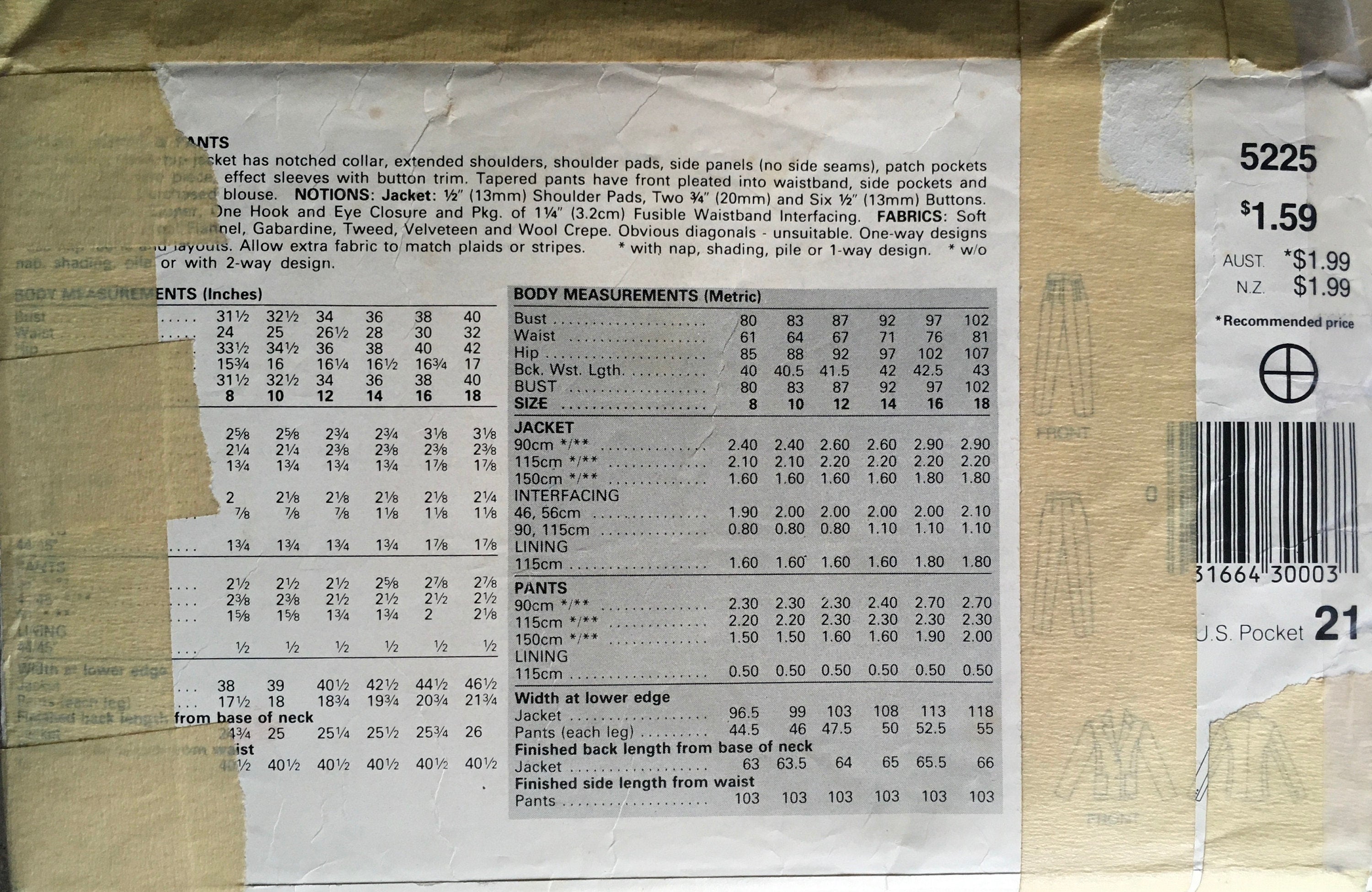 See &amp; Sew 5225 Sewing Pattern (Vintage) UNCUT/CUT