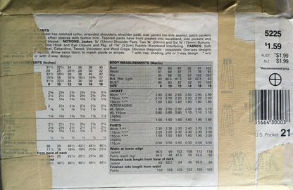 See &amp; Sew 5225 Sewing Pattern (Vintage) UNCUT/CUT