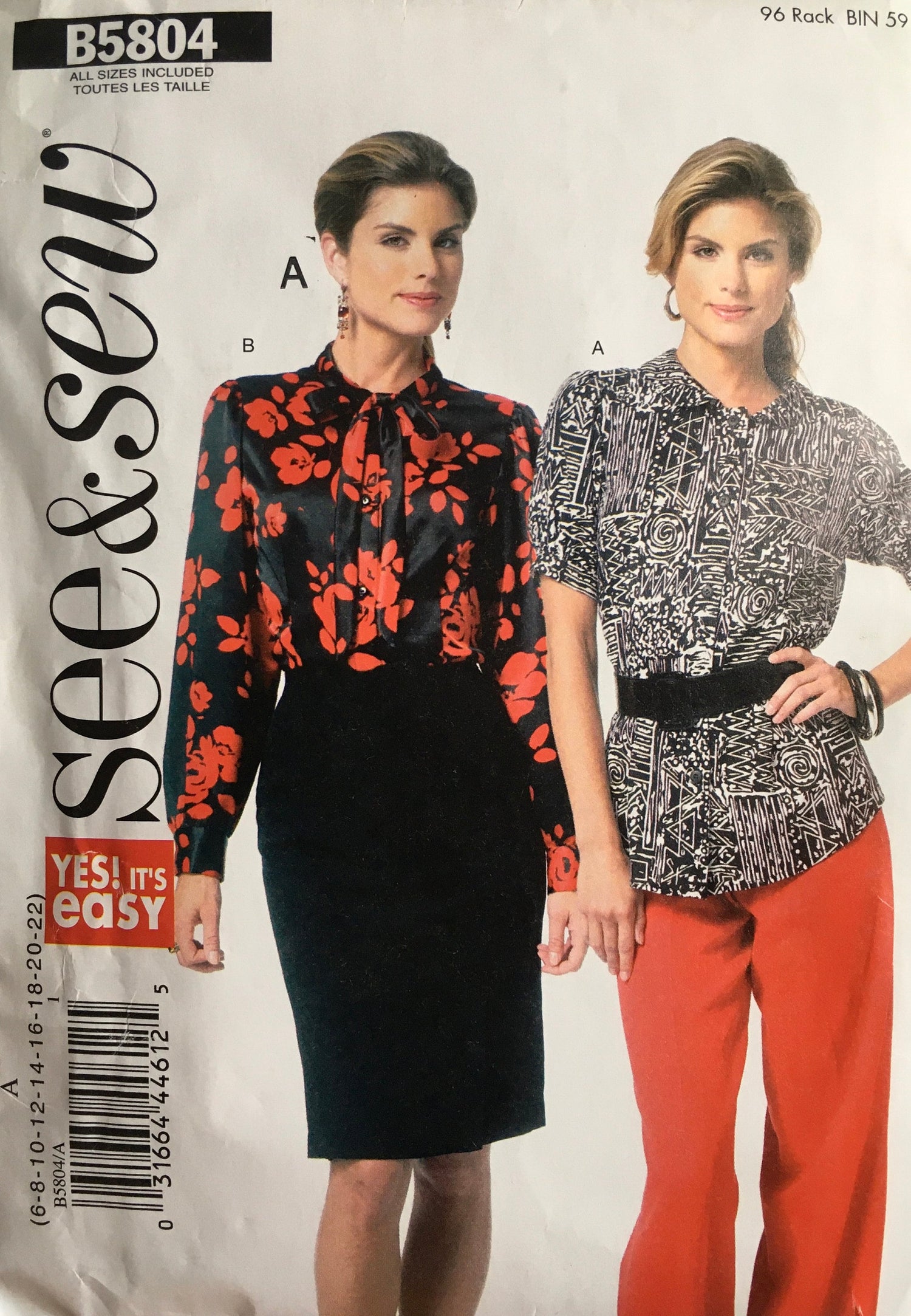 See &amp; Sew 5804 Sewing Pattern (Vintage) UNCUT