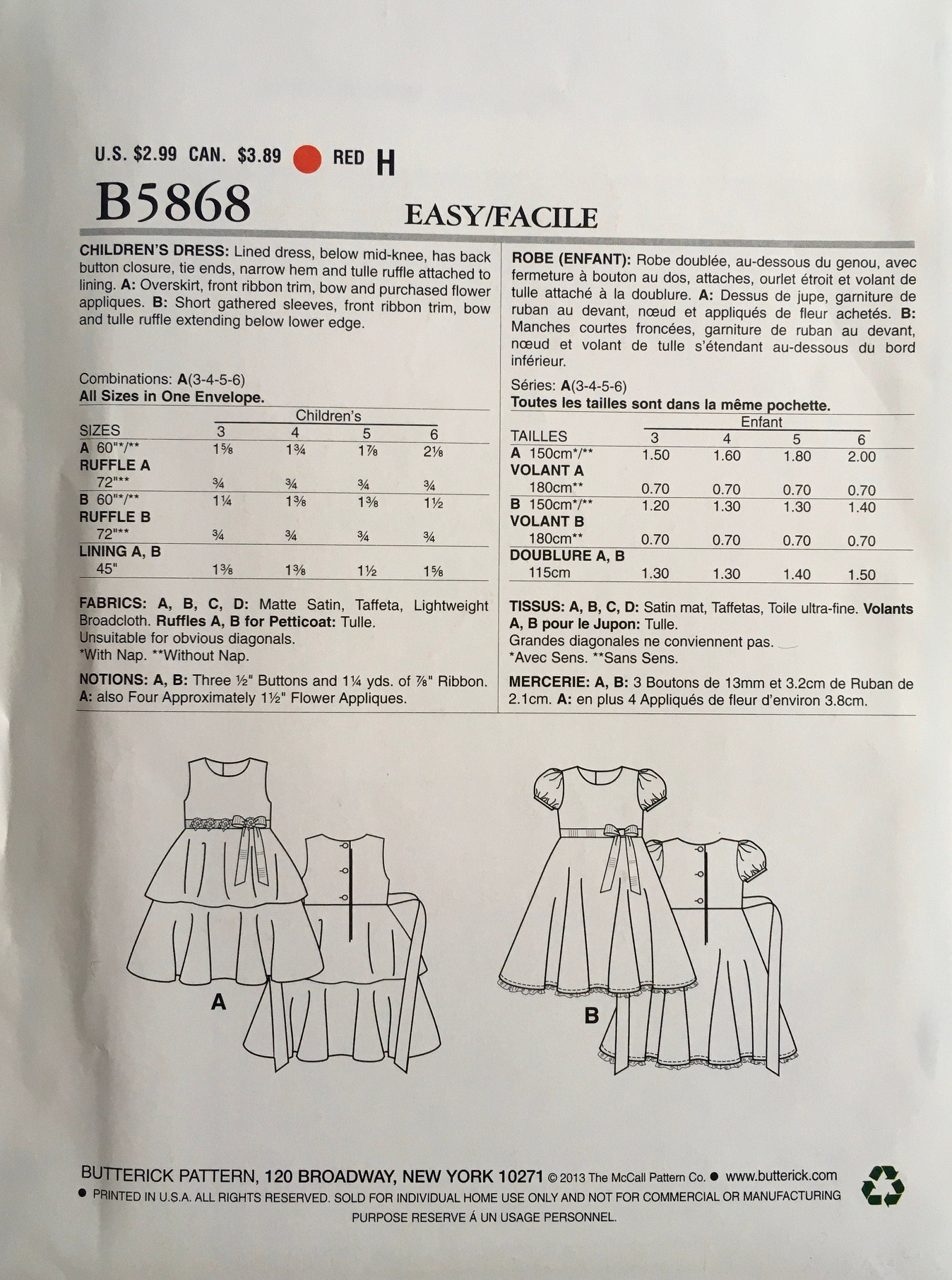 See &amp; Sew 5868 Sewing Pattern (Vintage) UNCUT