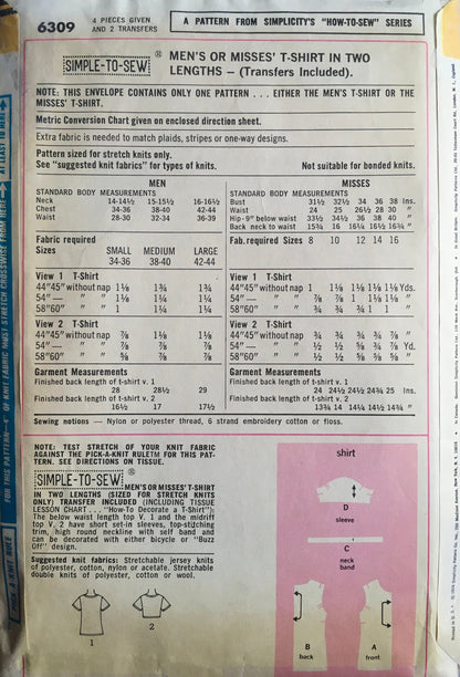 Simplicity 6309 Sewing Pattern (Vintage) CUT