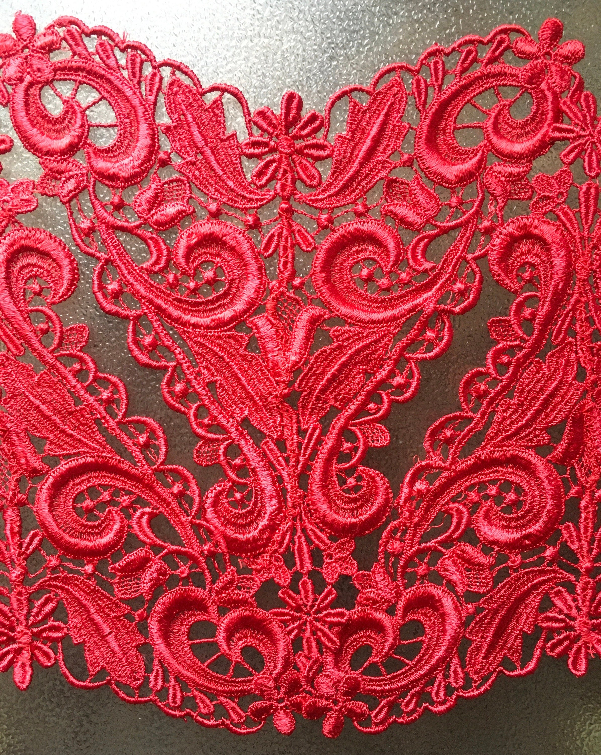 Embroidery Venice Lace Appliqué (Red)