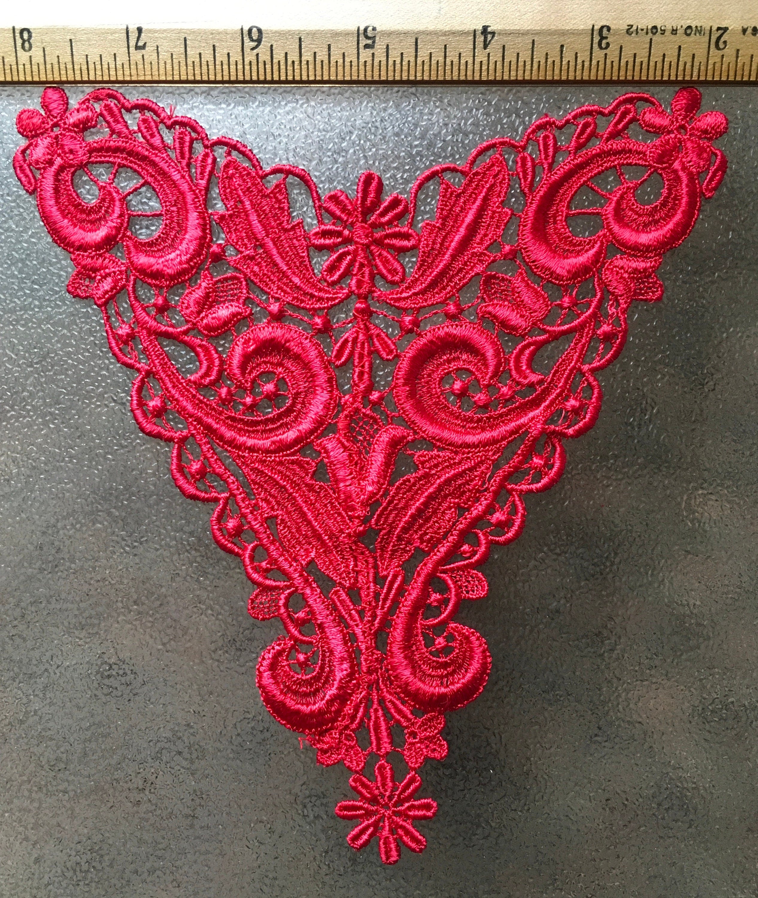 Embroidery Venice Lace Appliqué (Red)