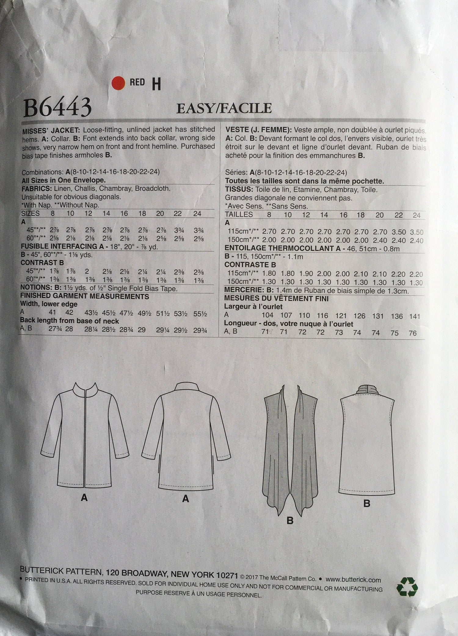 See &amp; Sew 6443 Sewing Pattern (Vintage) CUT
