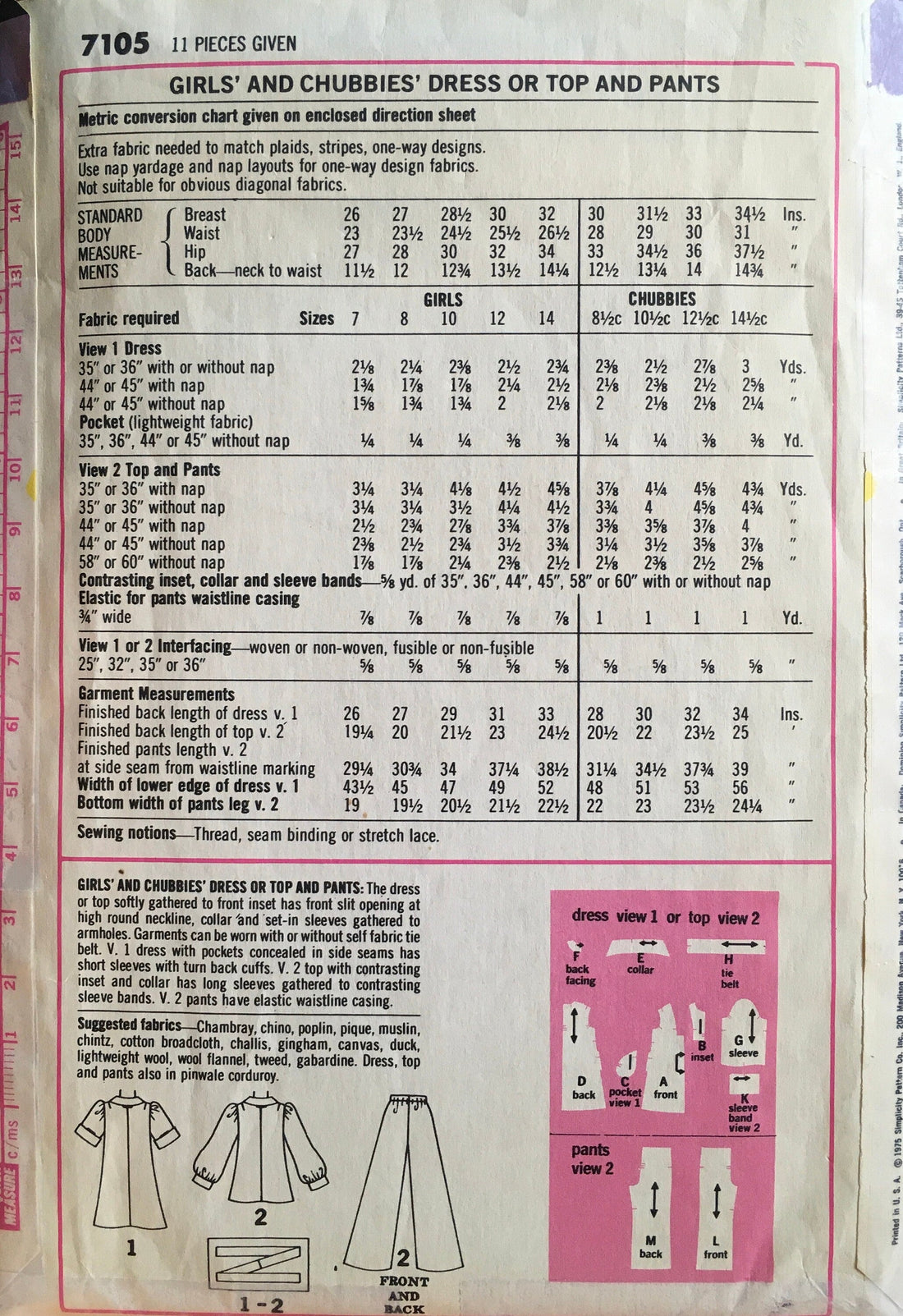 Simplicity 7105 Sewing Pattern (Vintage) UNCUT