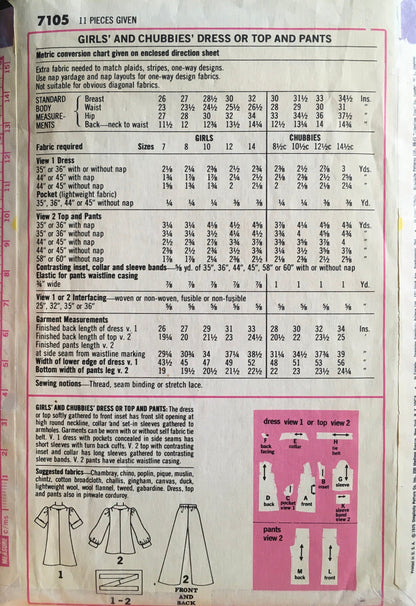 Simplicity 7105 Sewing Pattern (Vintage) UNCUT