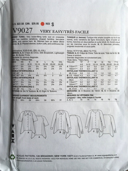 Vogue 9027 Sewing Pattern UNCUT