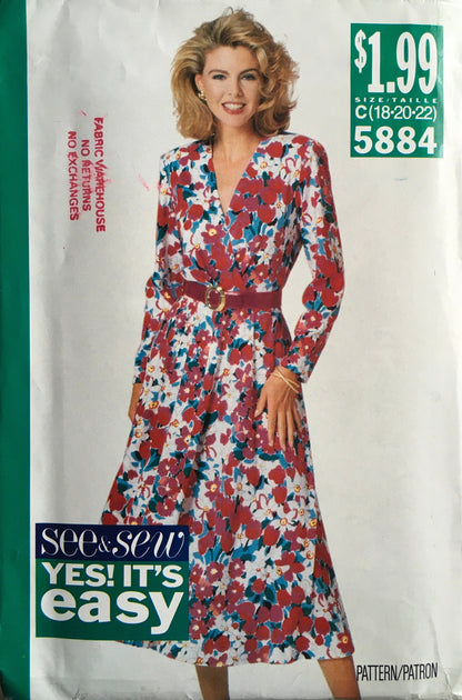 See &amp; Sew 5884 Sewing Pattern (Vintage) UNCUT