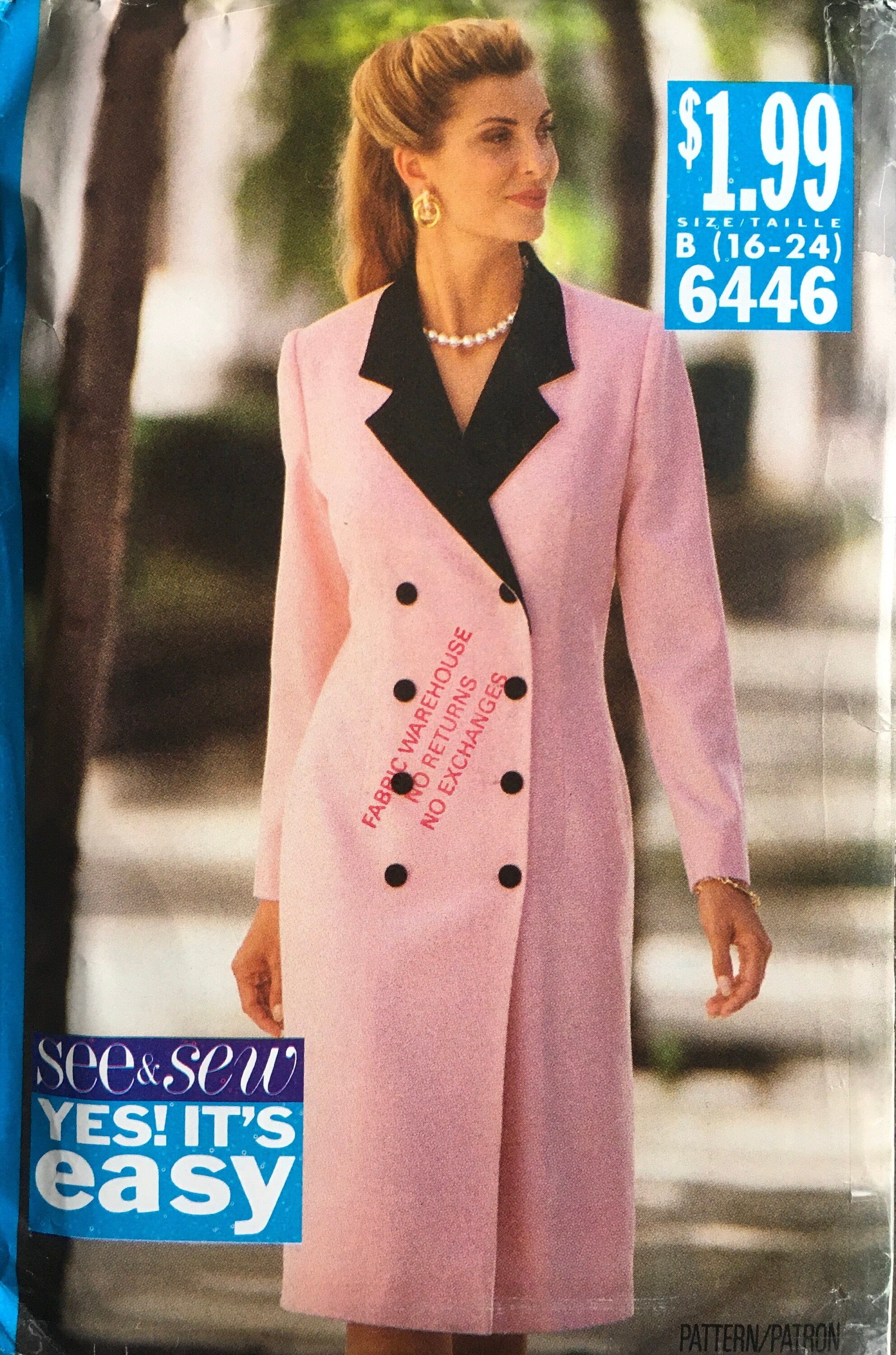 See &amp; Sew 6446 Sewing Pattern (Vintage) UNCUT