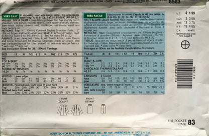 See &amp; Sew 6563 Sewing Pattern (Vintage) UNCUT