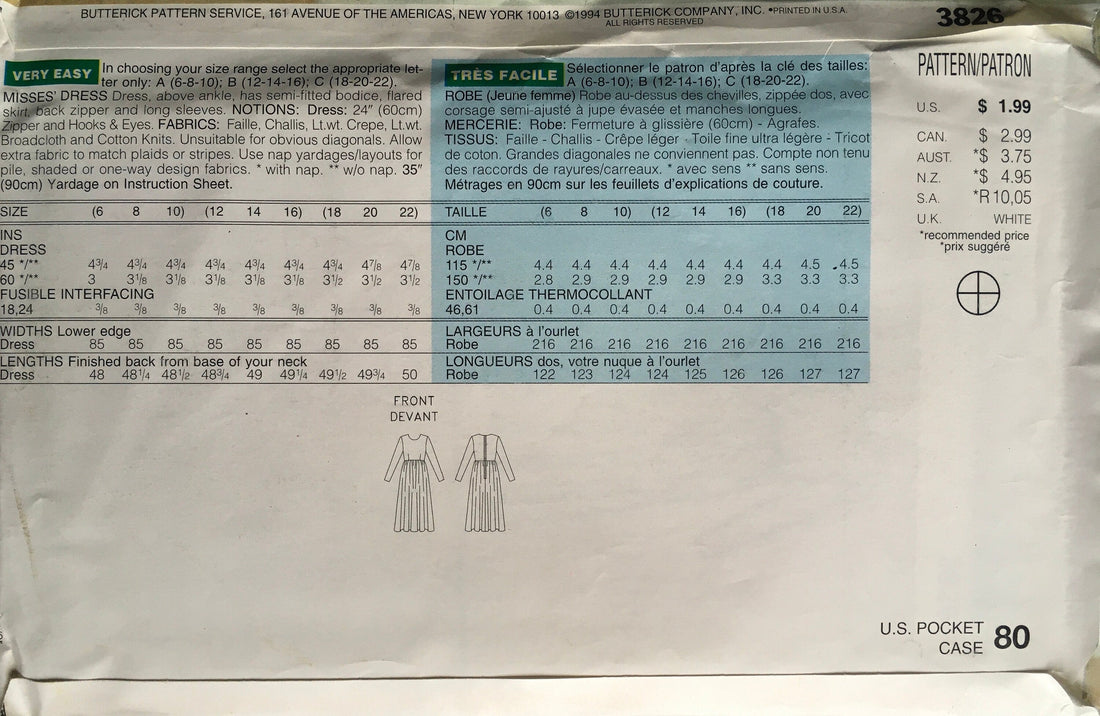 See &amp; Sew 3826 Sewing Pattern (Vintage) UNCUT