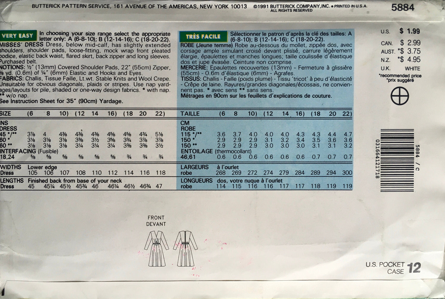 See &amp; Sew 5884 Sewing Pattern (Vintage) UNCUT