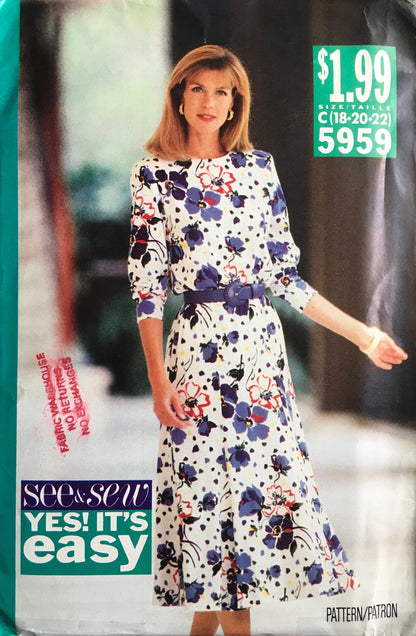 See &amp; Sew 5959 Sewing Pattern (Vintage) UNCUT