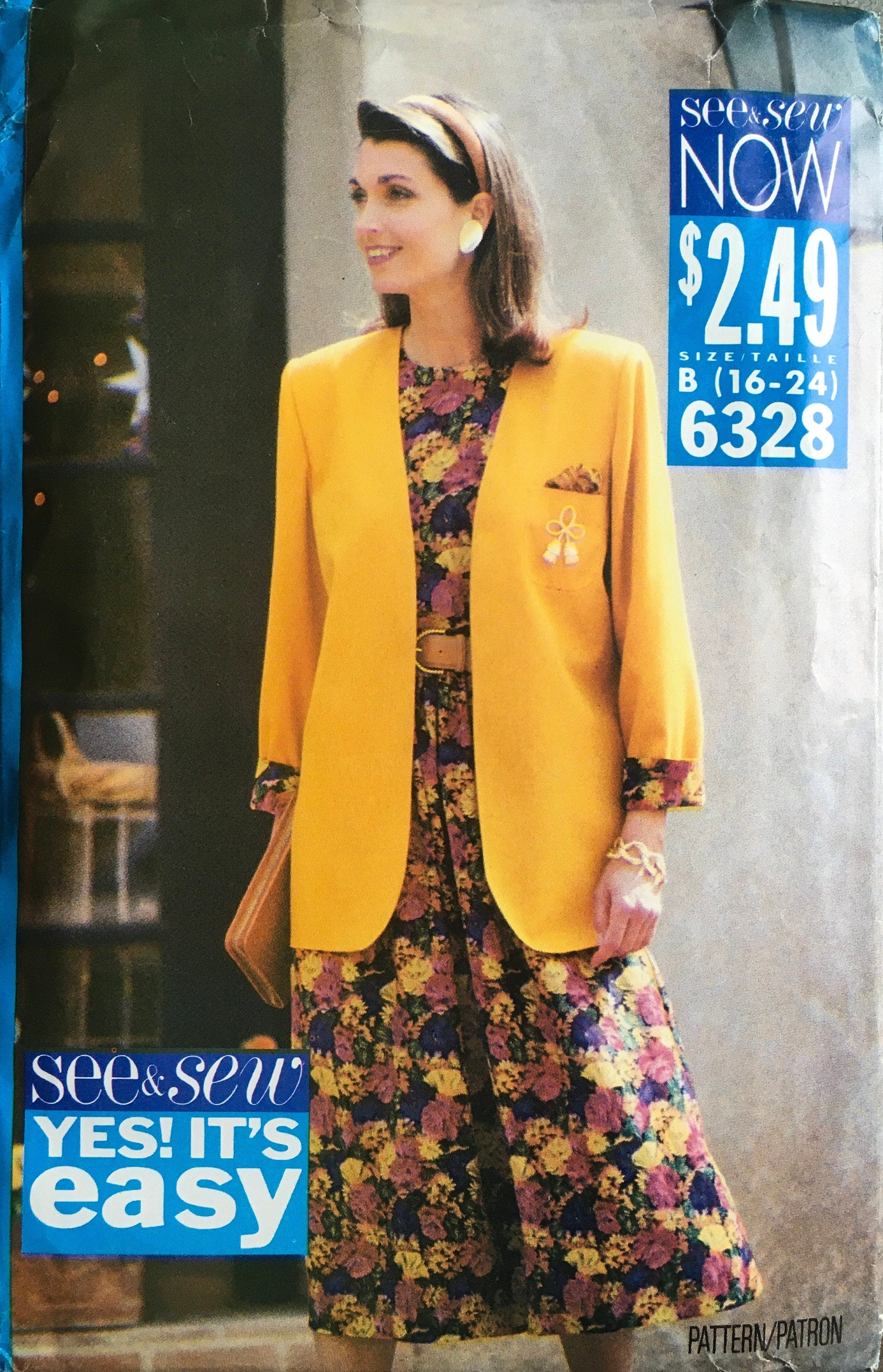See &amp; Sew 6328 Sewing Pattern (Vintage) UNCUT/CUT