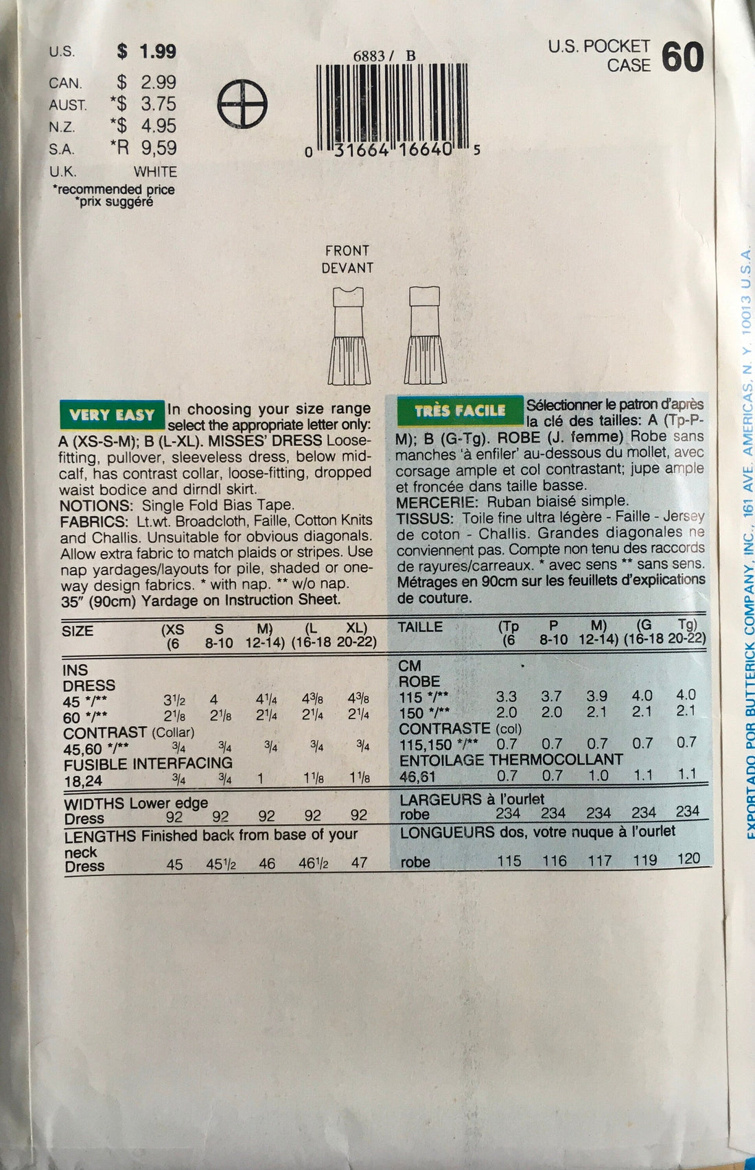 See &amp; Sew 6883 Sewing Pattern (Vintage) UNCUT