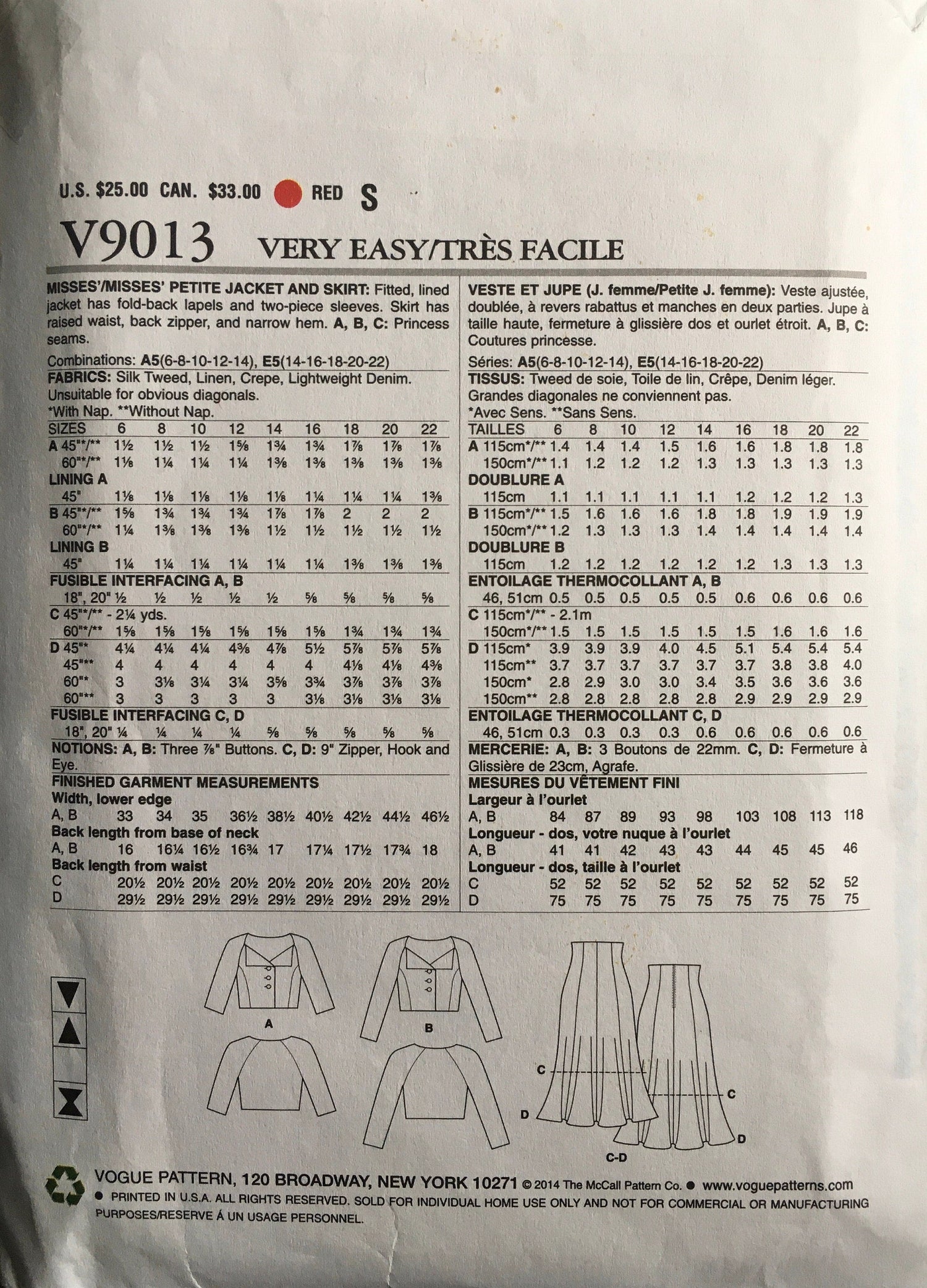 Vogue 9013 Sewing Pattern (Vintage) CUT