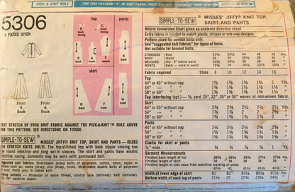 Simplicity 5306 Sewing Pattern (Vintage) CUT