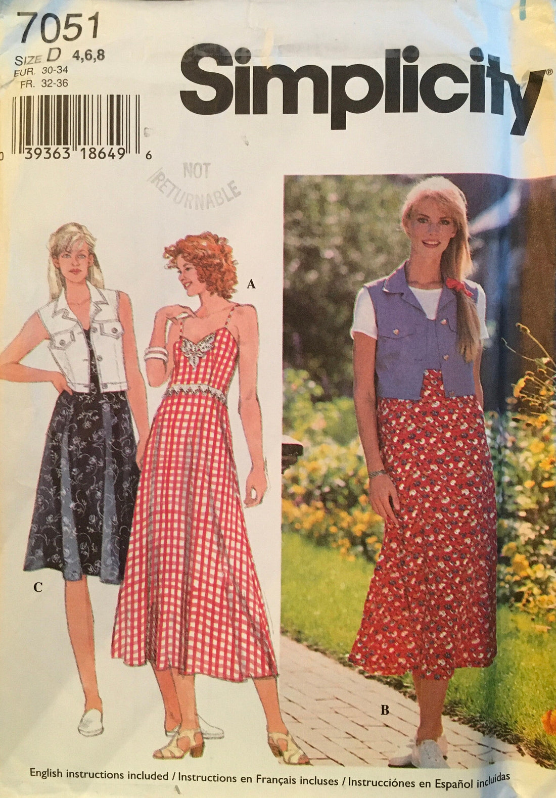 Simplicity 7051 Sewing Pattern (Vintage) UNCUT