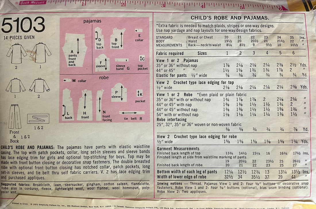 Simplicity 5103 Sewing Pattern (Vintage) CUT