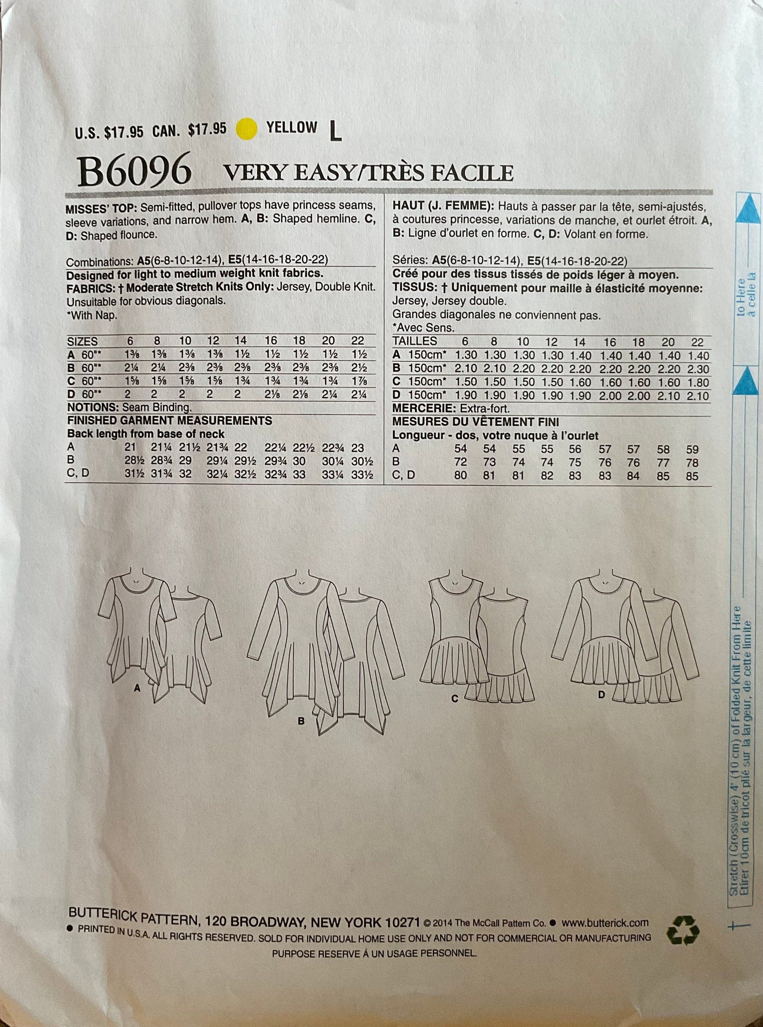 Butterick 6096 Sewing Pattern (Vintage) UNCUT